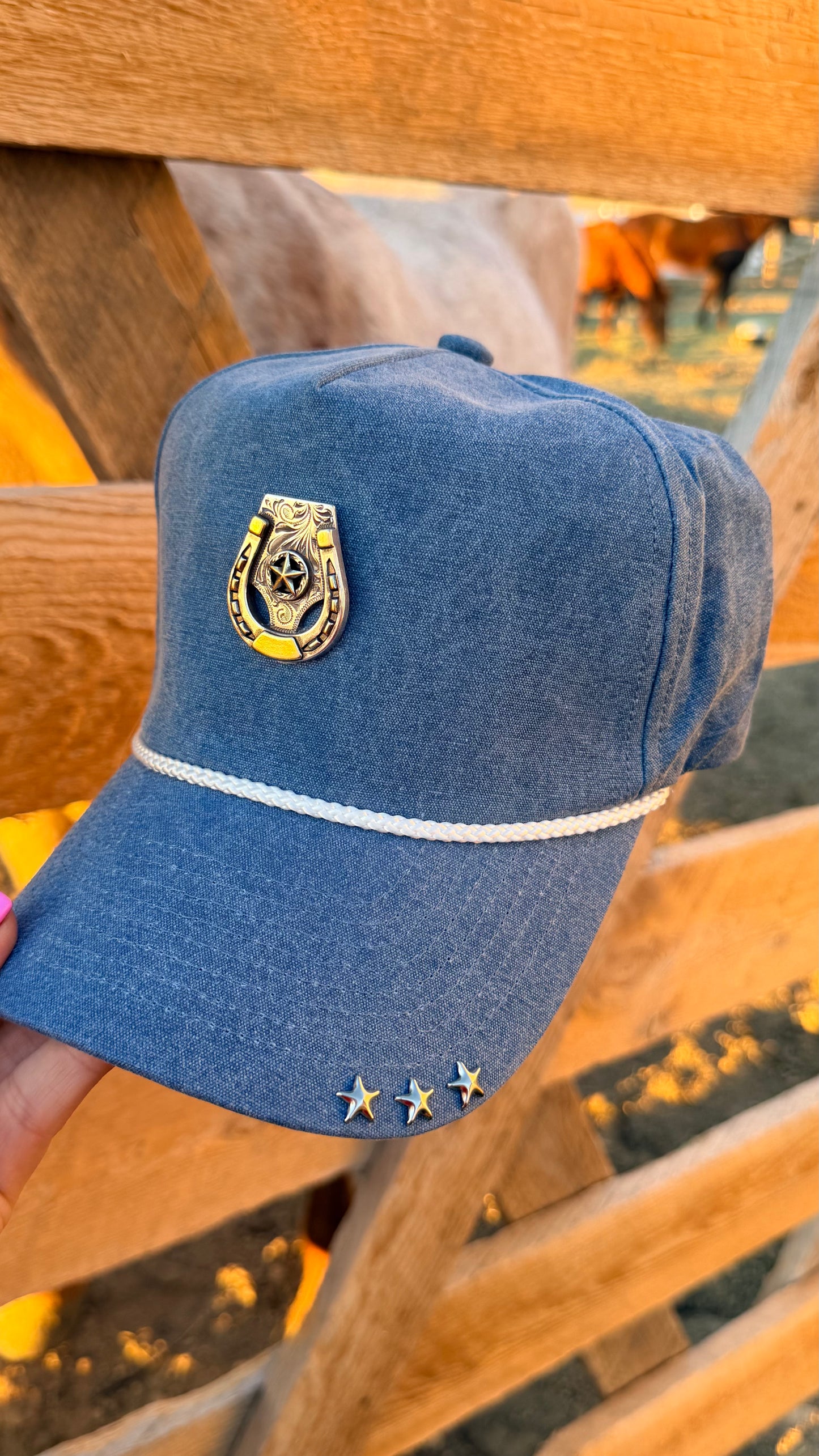 Lucky Star Horseshoe Denim Hat