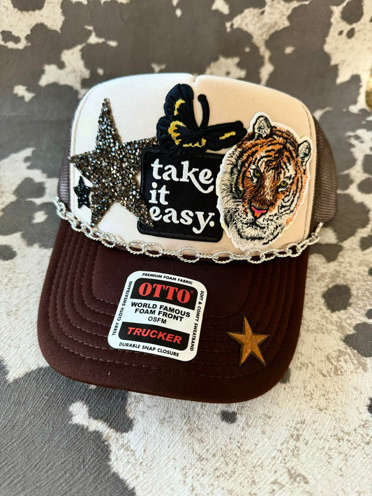 Take it easy wild tiger trucker hat