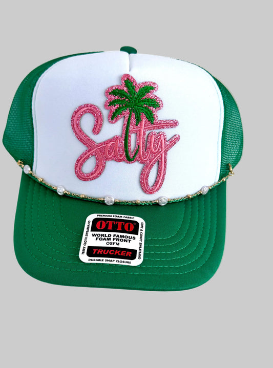 Salty Pink Patch – Green OTTO Foam Front Snapback Trucker Hat