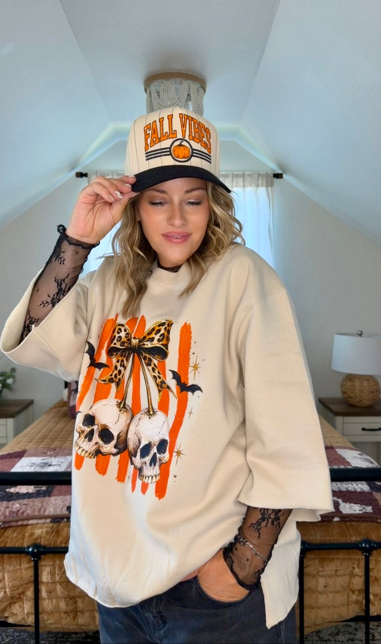 Fall Vibes Trucker & Cropped Crewneck Combo