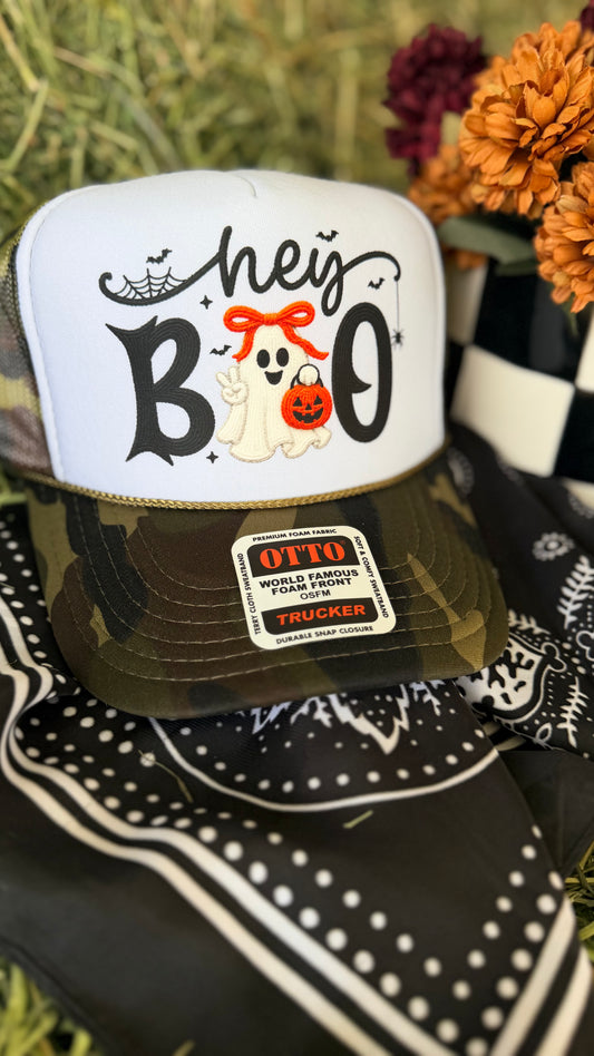 Hey Boo Camo Trucker Hat