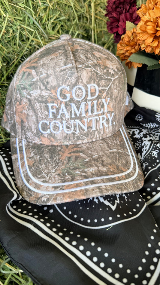 God, Family, Country Camo Hat