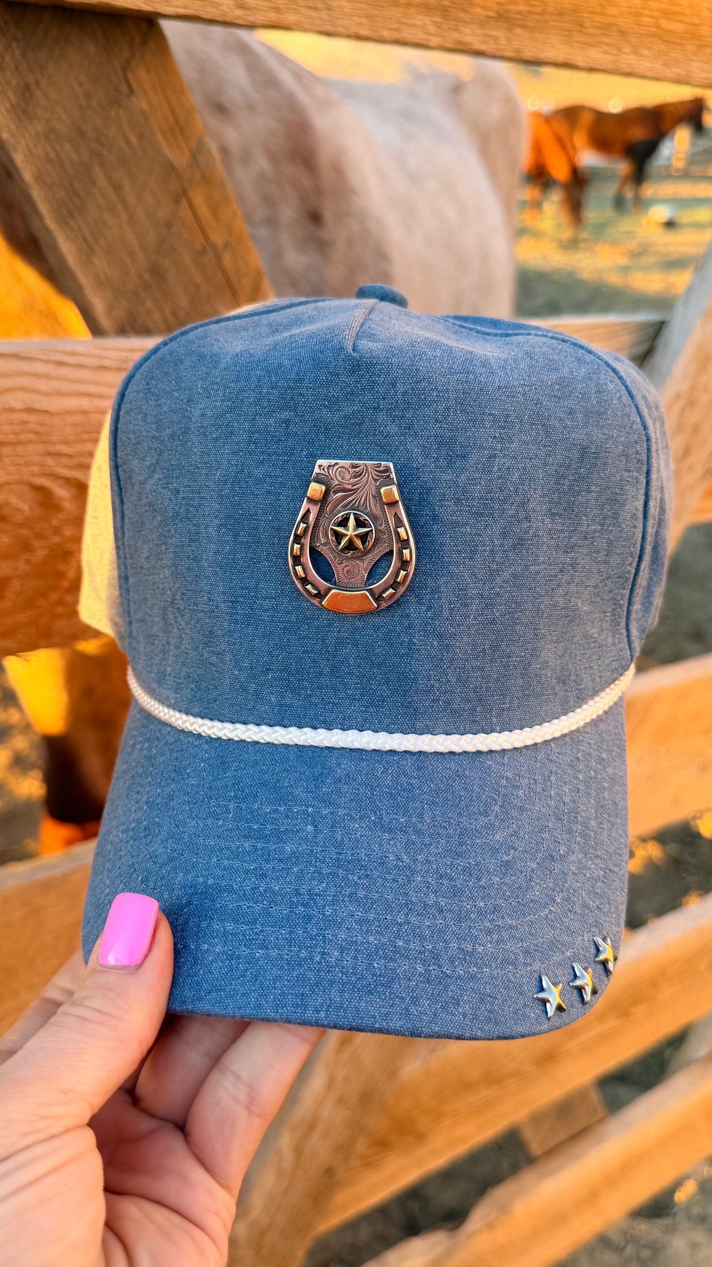 Lucky Star Horseshoe Denim Hat