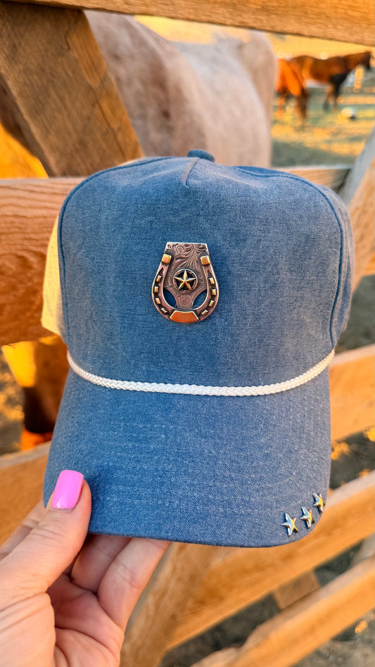 Lucky Star Horseshoe Denim Hat