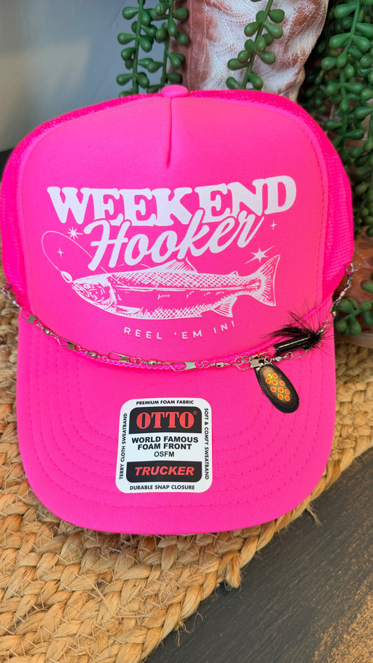 " Weekend hooker" Trucker with Lure Hat Chain