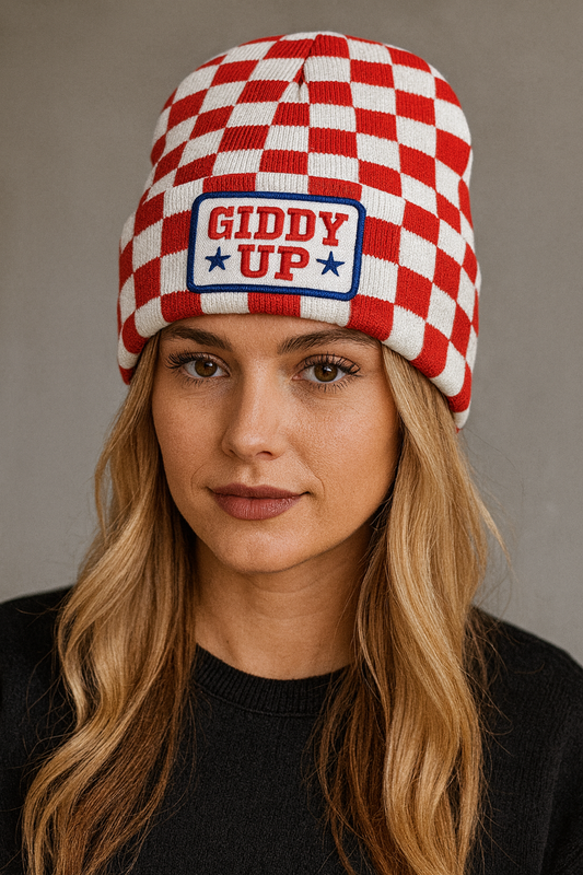 Red & White Checkered Beanie