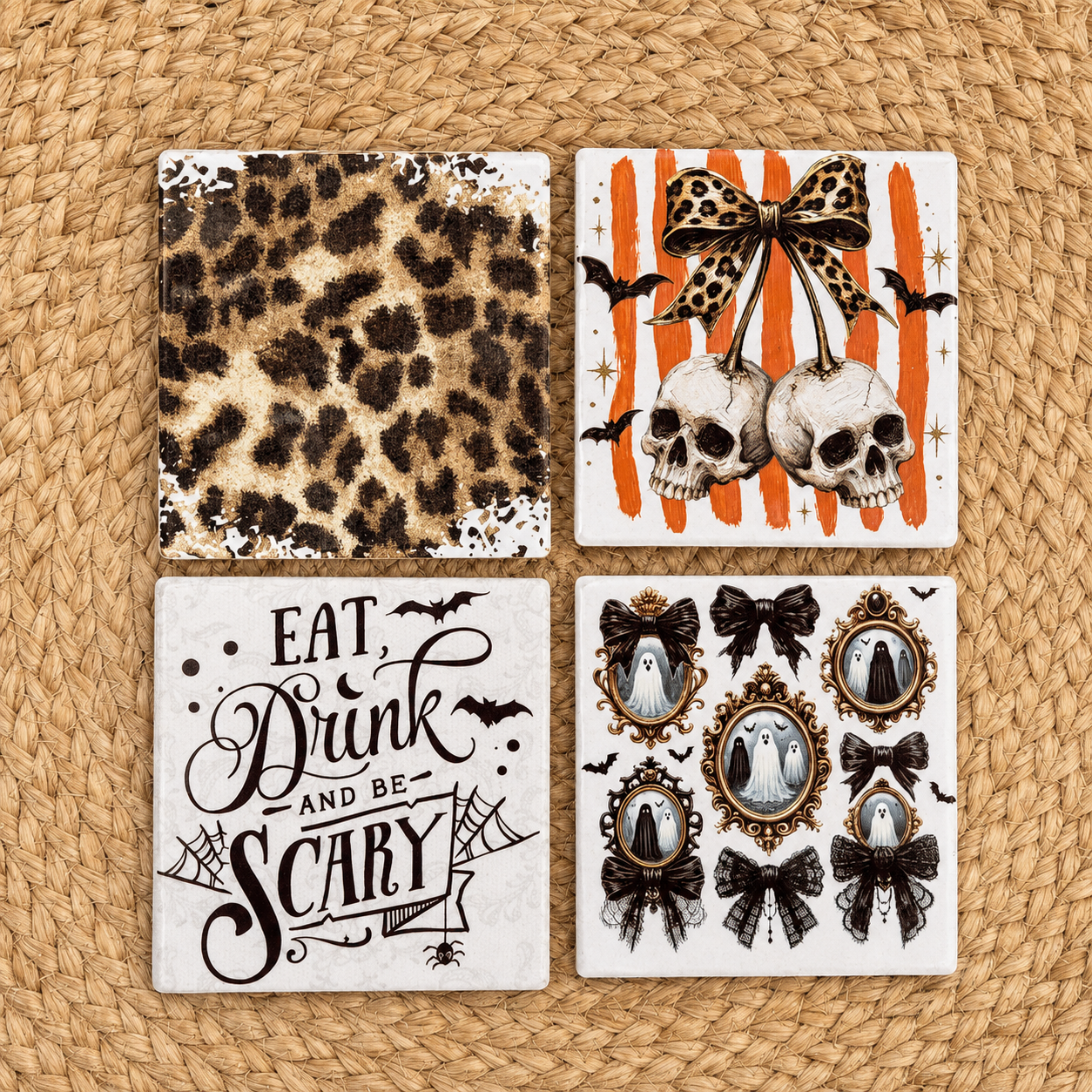 Spooky Chic Halloween Coaster Set of 4