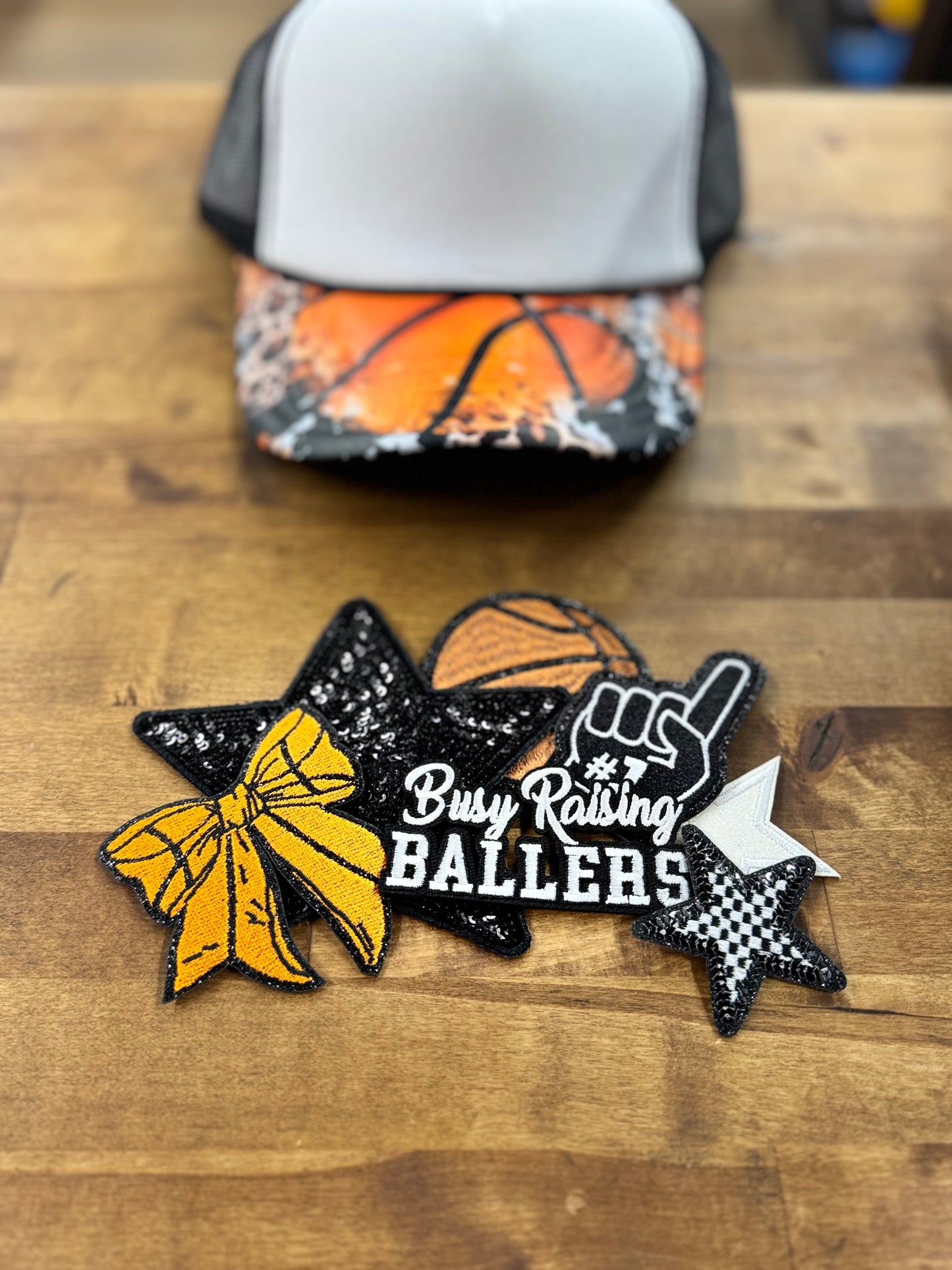 Basketball Custom Trucker Hat –Basketball Bill Transfer  (Choose Your Hat Color)