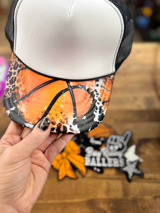 Basketball Custom Trucker Hat –Basketball Bill Transfer  (Choose Your Hat Color)