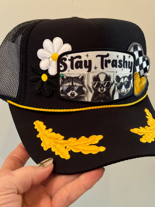 "Stay Trashy" Raccoon Trucker Hat