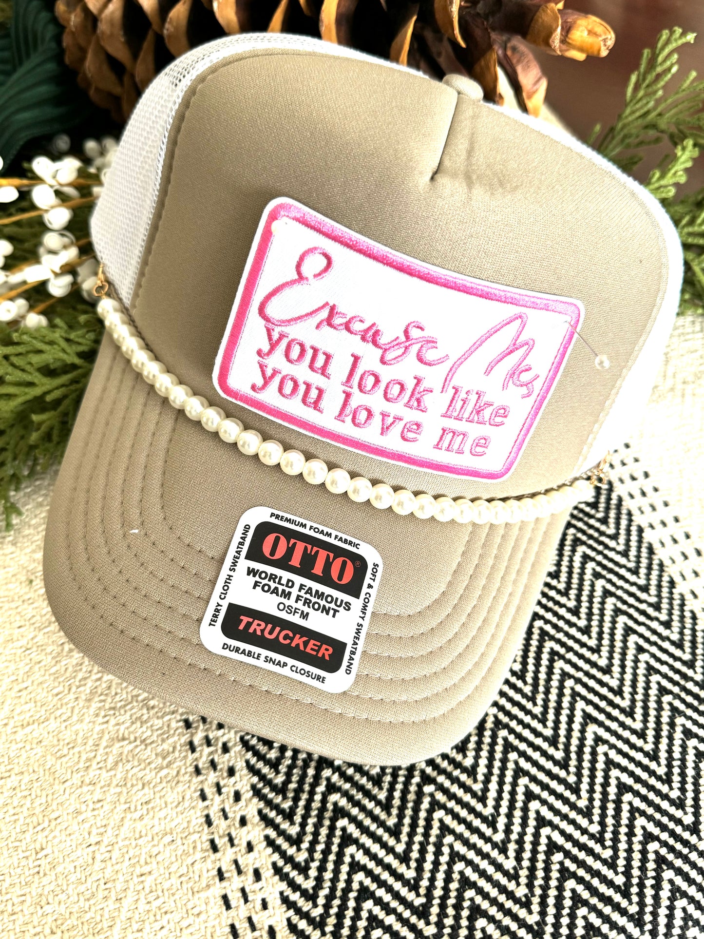 "Excuse Me" Pearl Trucker hat