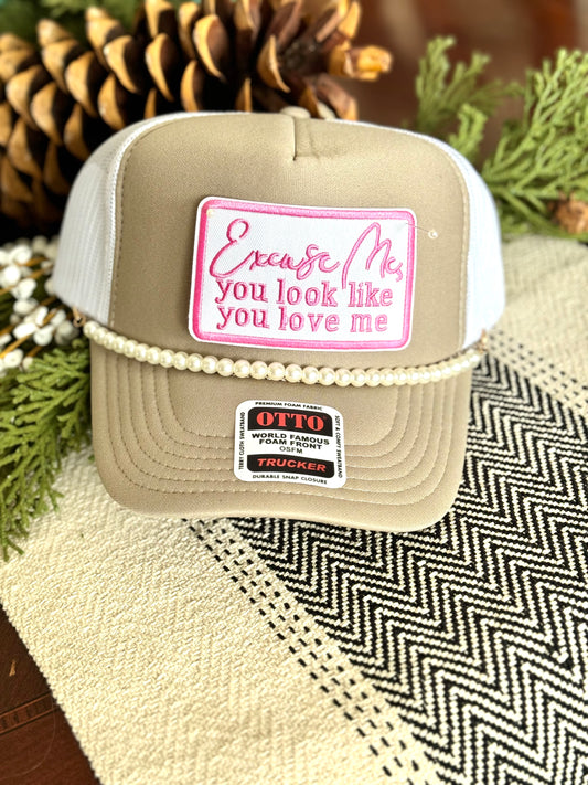 "Excuse Me" Pearl Trucker hat