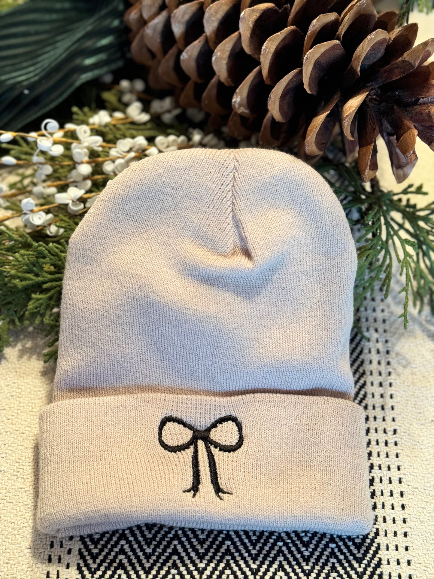 Tan Ribbon Beanie