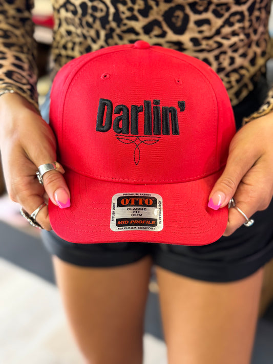 DARLIN' Puff Embroidered trucker hat